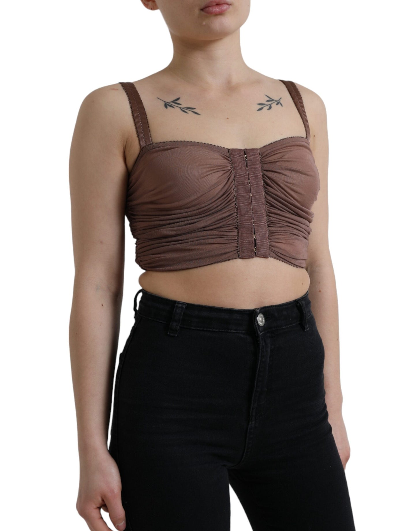 Elegante cropped top van zijdemix