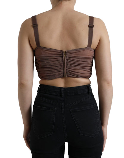 Elegante cropped top van zijdemix