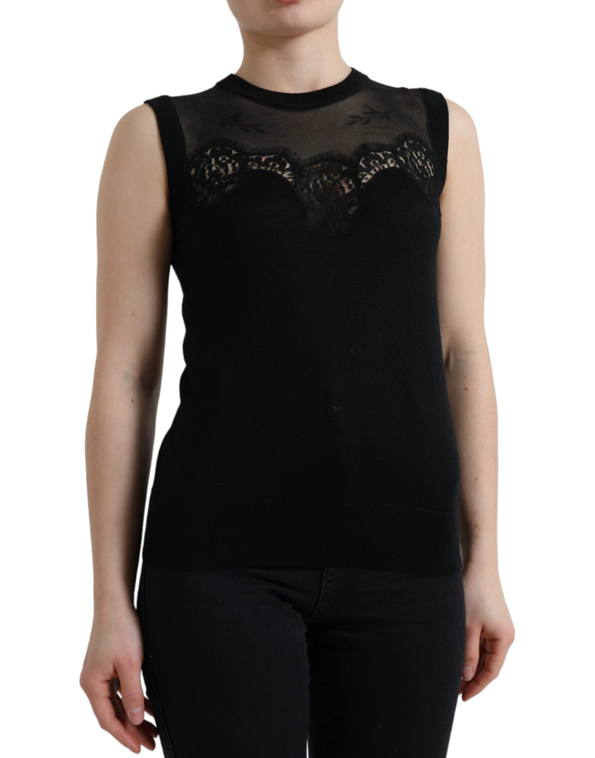 Elegante mouwloze tanktop met kanten rand