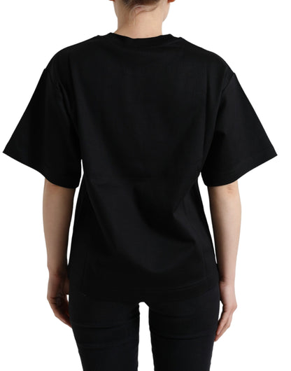 Elegant zwart T-shirt met kristallen