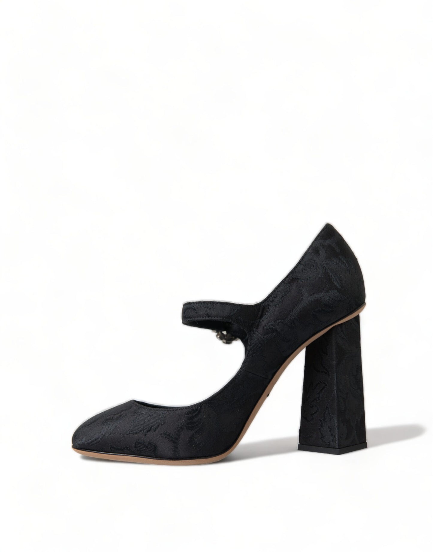 Chique zwarte brokaat Mary Jane pumps