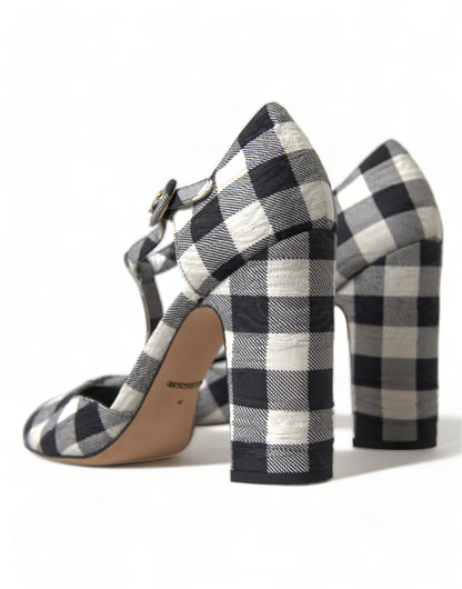 Chique Gingham T-Strap Pumps: Tijdloze Mary Jane Hakken