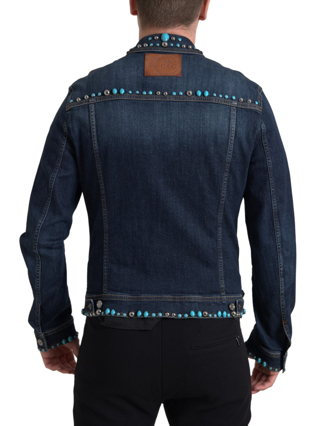 Versierd turquoise denimjack