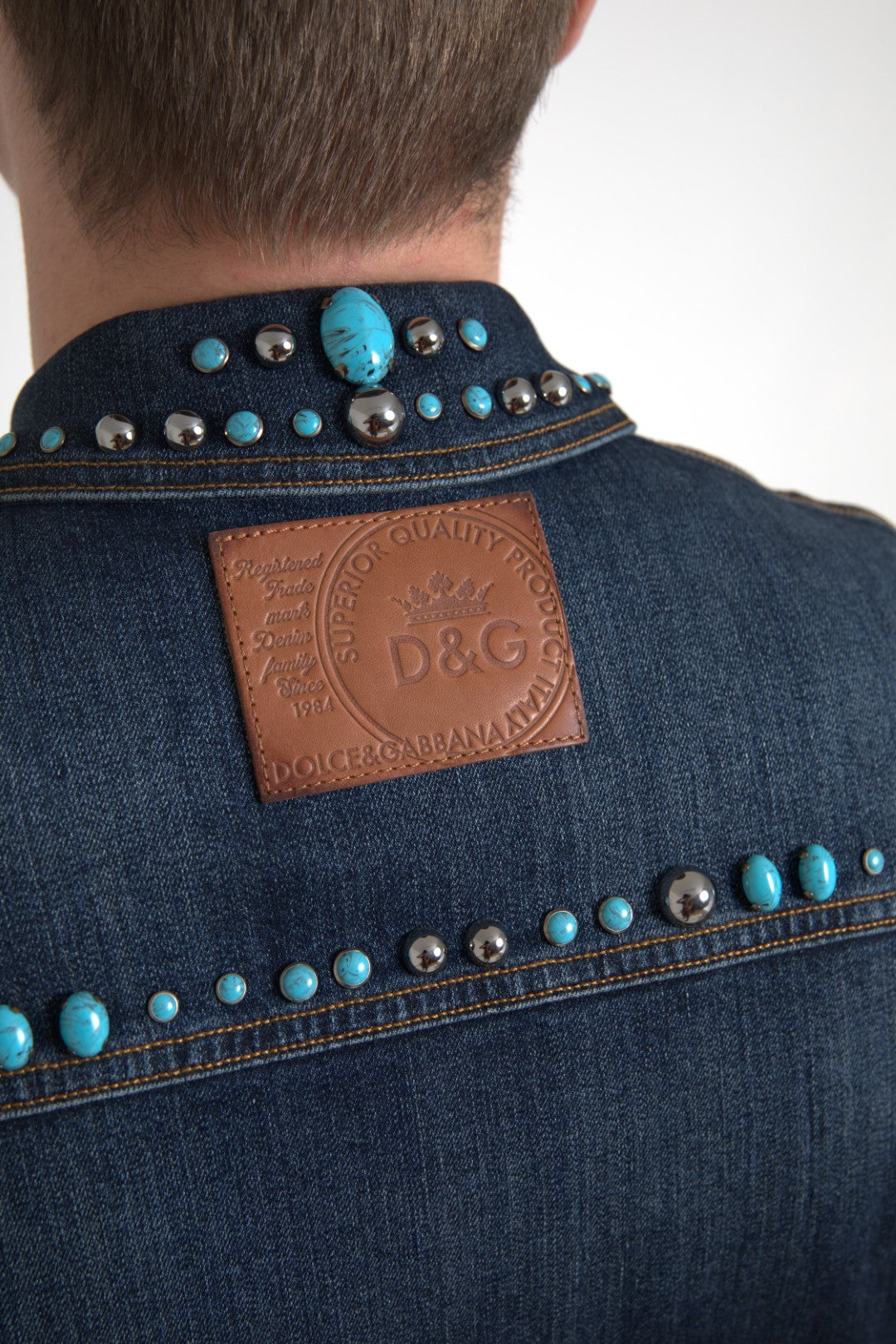 Versierd turquoise denimjack