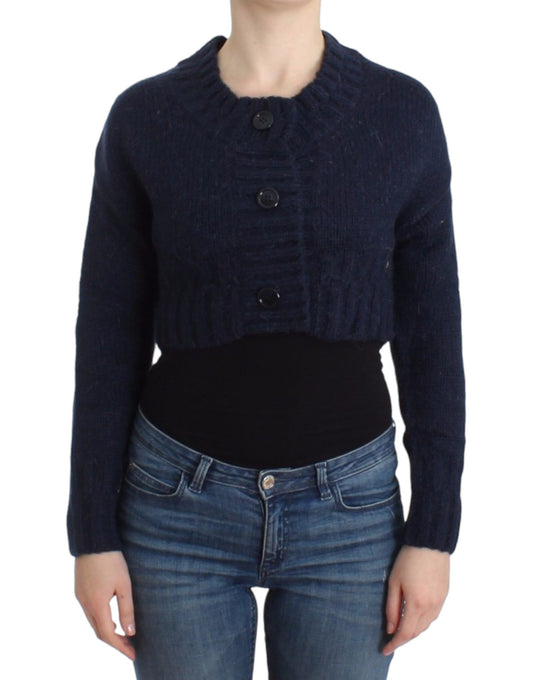 Chique cropped blauwe cardigan