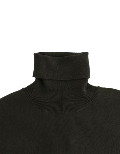 Chic Green Turtleneck Virgin Wool Sweater