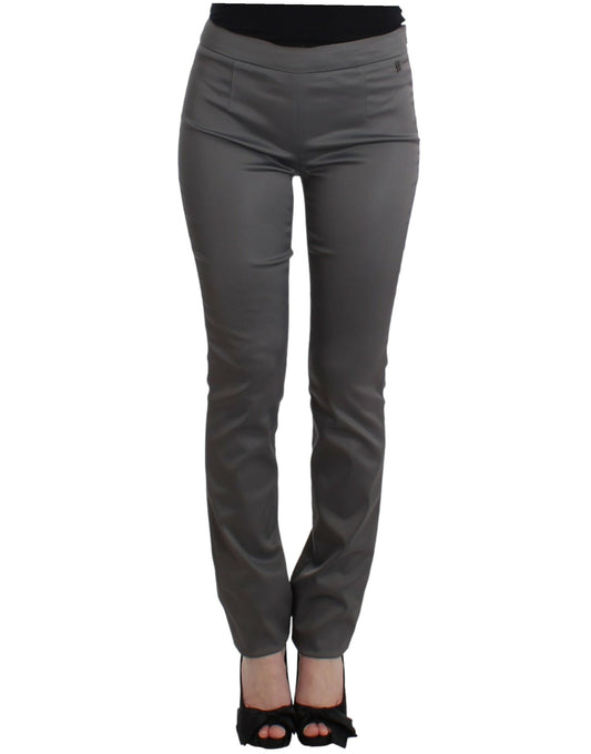 Chique grijze slim-fit designerbroek