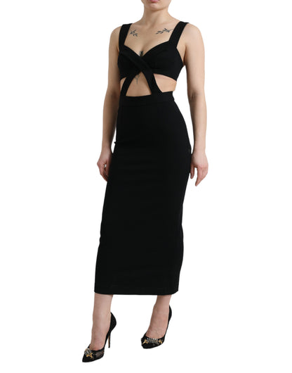 Glamoureuze zwarte bodycon midi-jurk