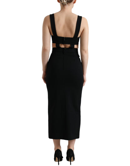 Glamoureuze zwarte bodycon midi-jurk