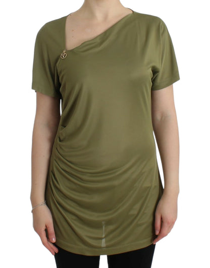 Elegante groene jersey blouse met gouden accenten