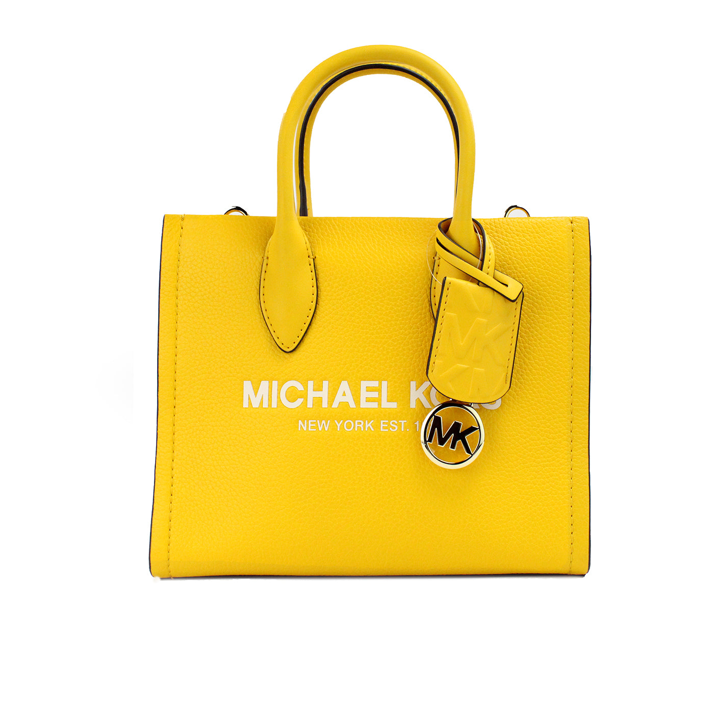 Mirella Small Jasmine Yellow Leather Top Zip Shopper Tote Bag