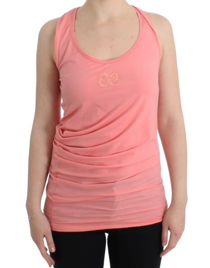 Chic roze katoenen mix tanktop