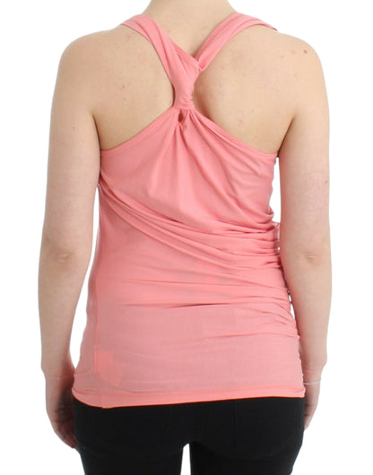 Chic roze katoenen mix tanktop