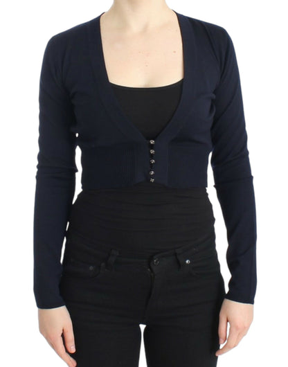 Elegante cropped maagdelijke wollen cardigan