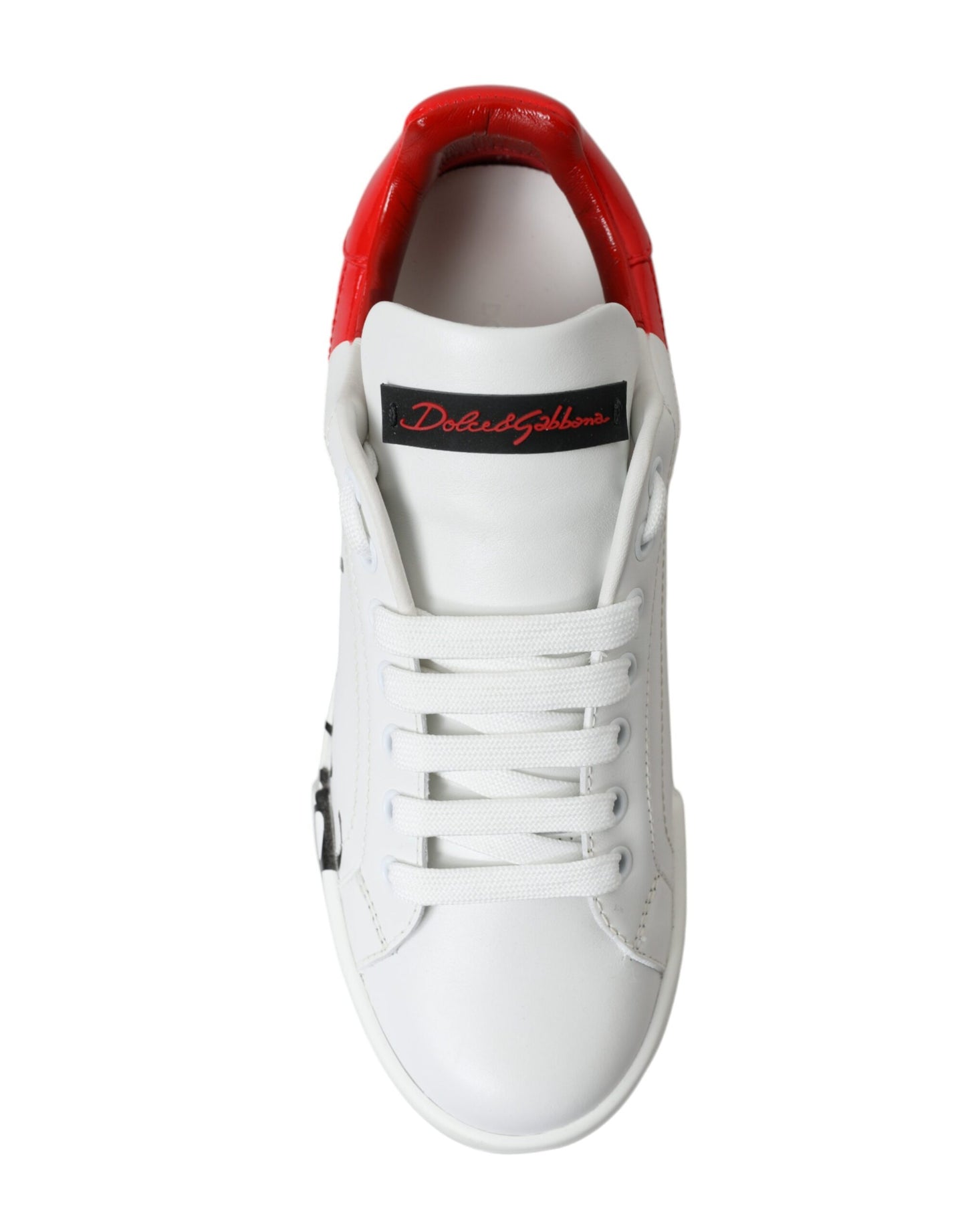 Elegant White Leather Portofino Sneakers