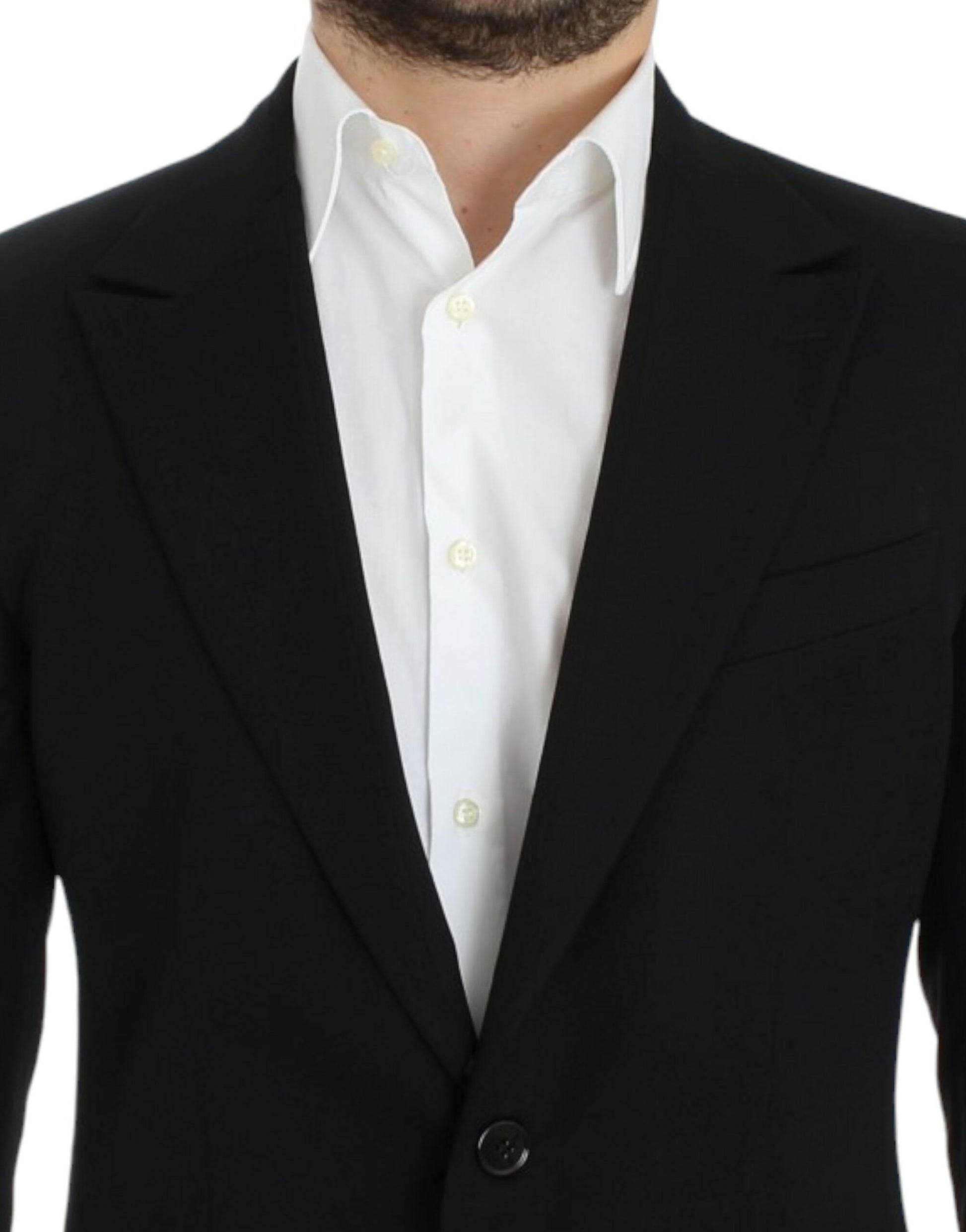 Elegante Slim Fit Zwarte Wollen Blazer