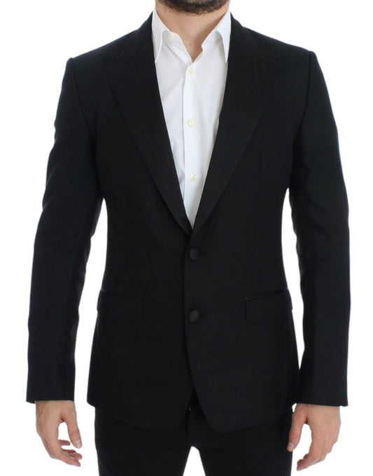 Elegante zwarte Sicilia blazer van zijdemix