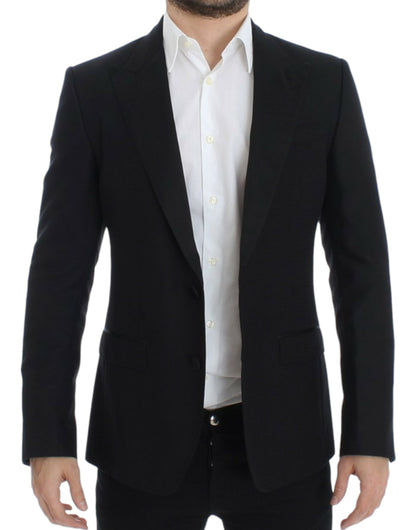 Elegante zwarte Sicilia blazer van zijdemix