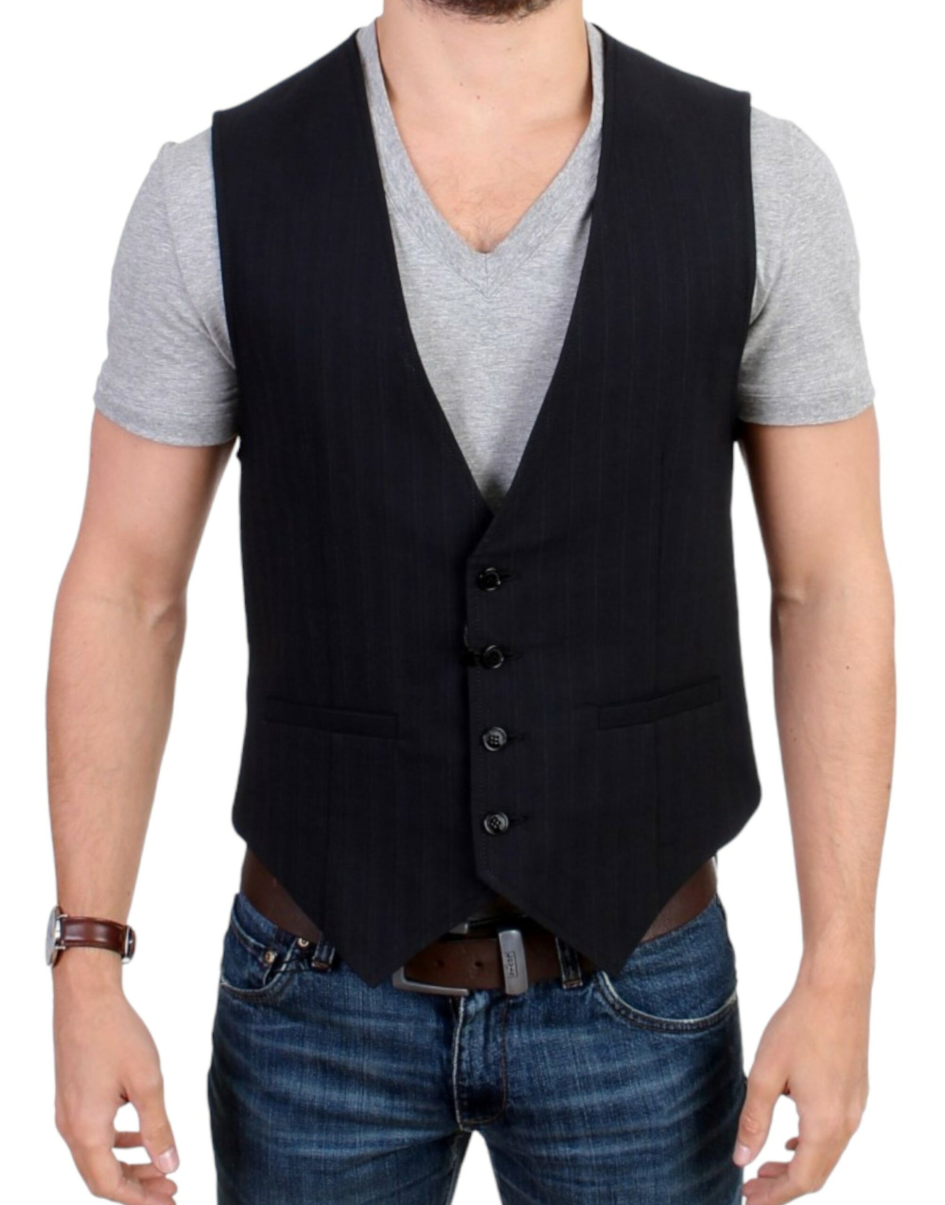 Elegant gestreept casual vest - katoenmix