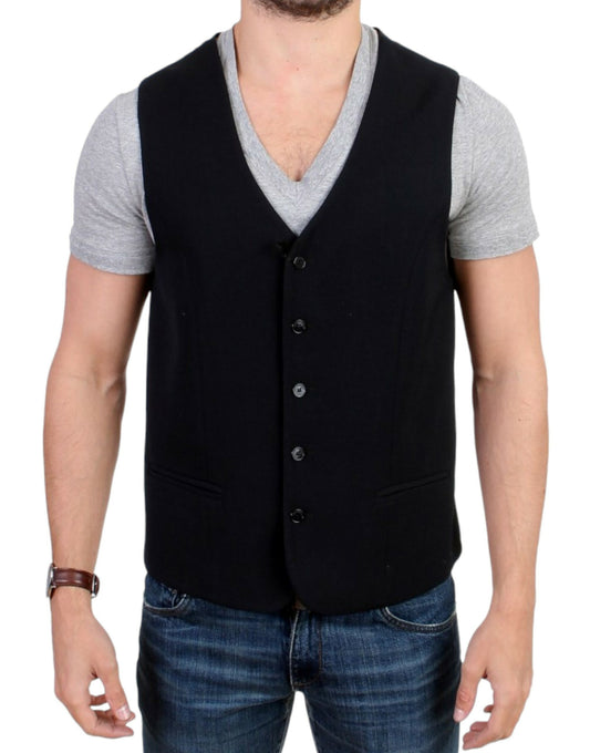 Elegante zwarte wolmix casual vest