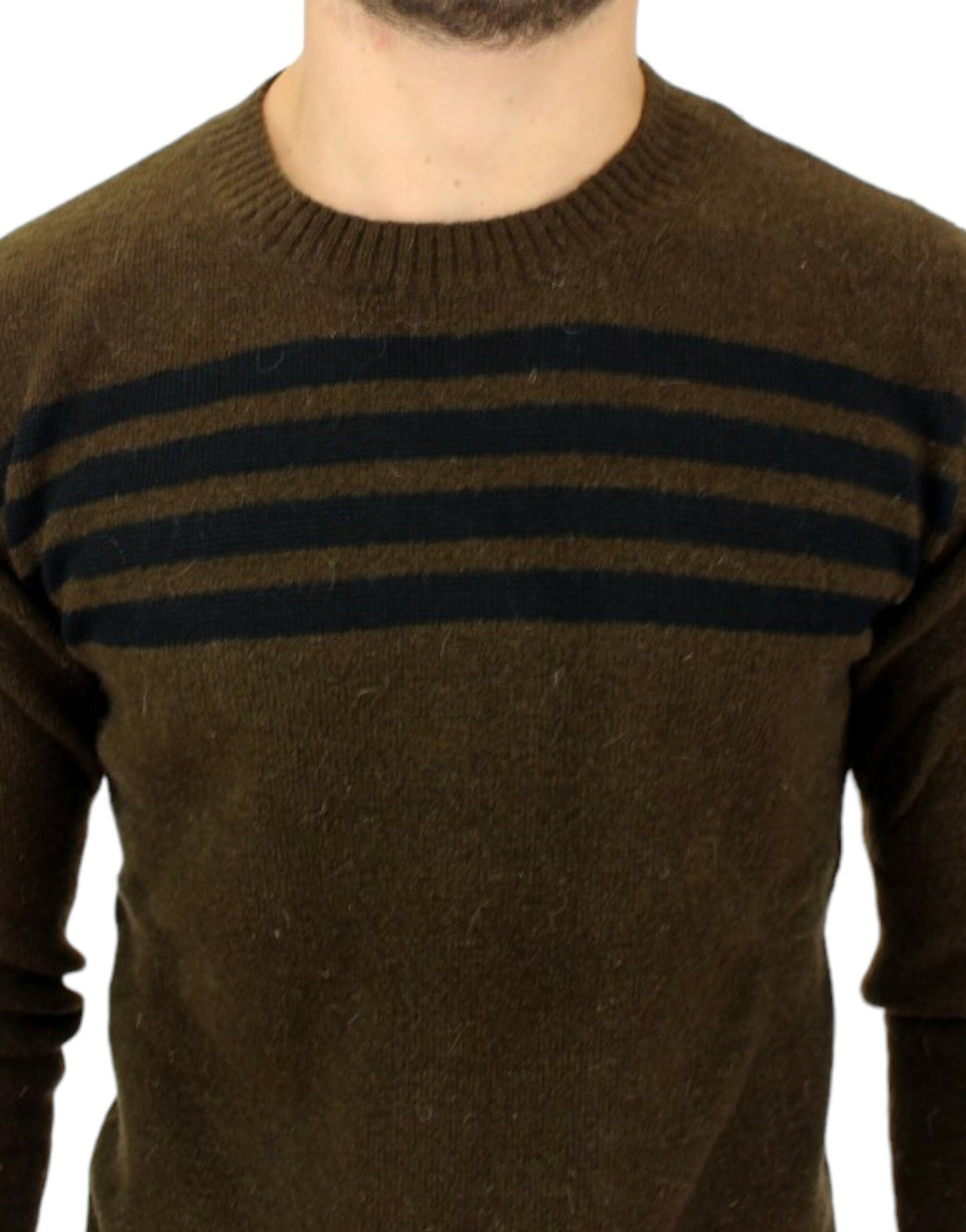 Elegante ronde hals gestreepte trui pullover