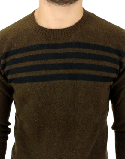 Elegante ronde hals gestreepte trui pullover