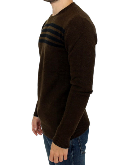 Elegante ronde hals gestreepte trui pullover