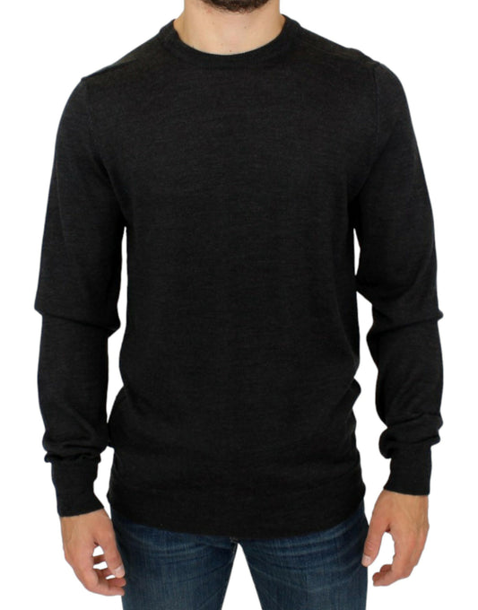 Elegante grijze ronde hals trui pullover