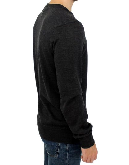 Elegante grijze ronde hals trui pullover