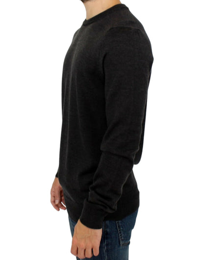 Elegante grijze ronde hals trui pullover