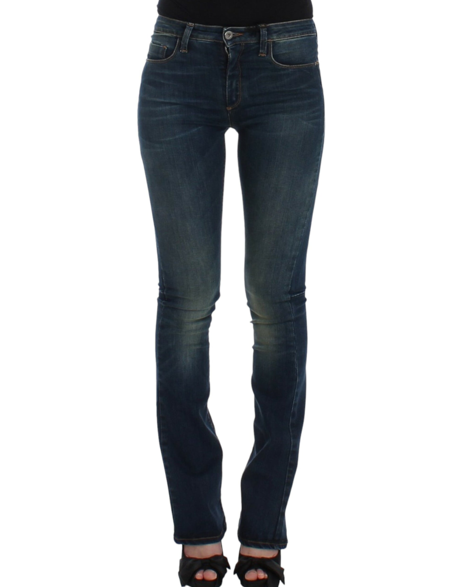 Chique blauwe designer jeans met rechte pijpen