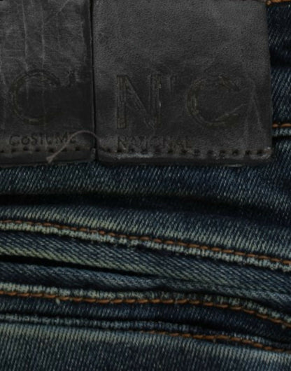 Chique blauwe designer jeans met rechte pijpen