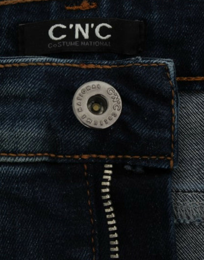 Chique blauwe designer jeans met rechte pijpen