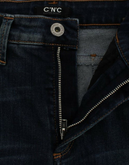 Chique blauwe designer jeans met rechte pijpen