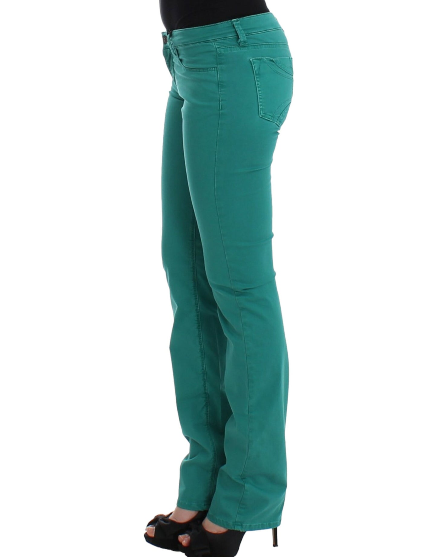 Chic Green Straight Leg Jeans for Sophisticated Style