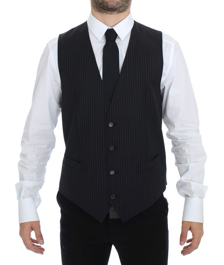 Elegante grijze gestreepte jurk vest