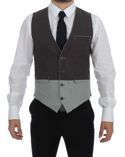 Elegante grijze katoenen jurk vest