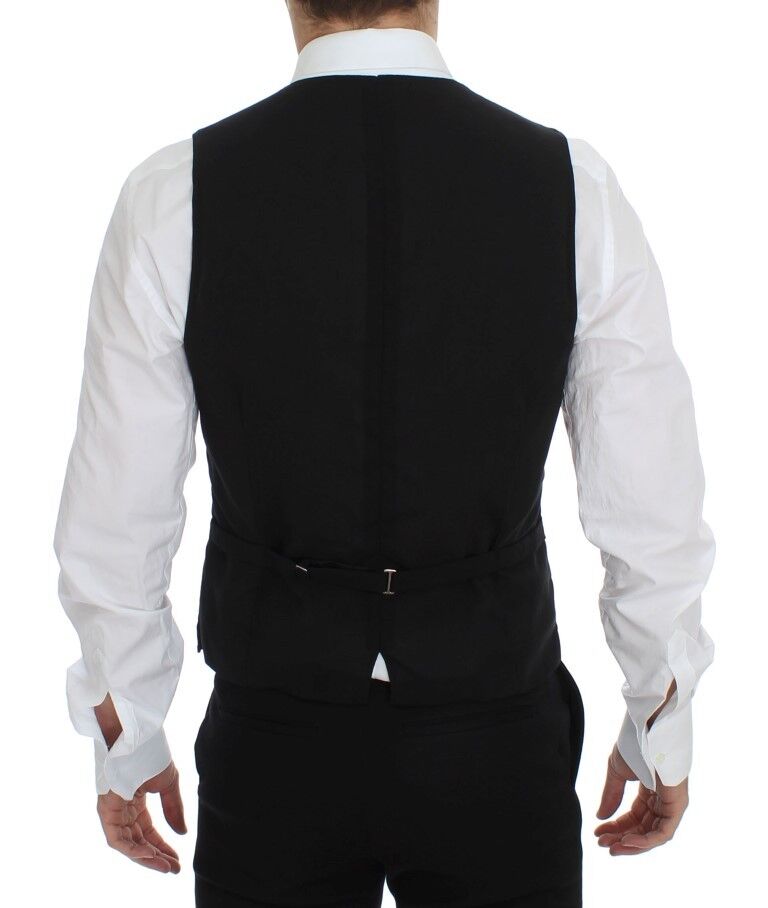 Elegante zwarte wollen jurk met vest