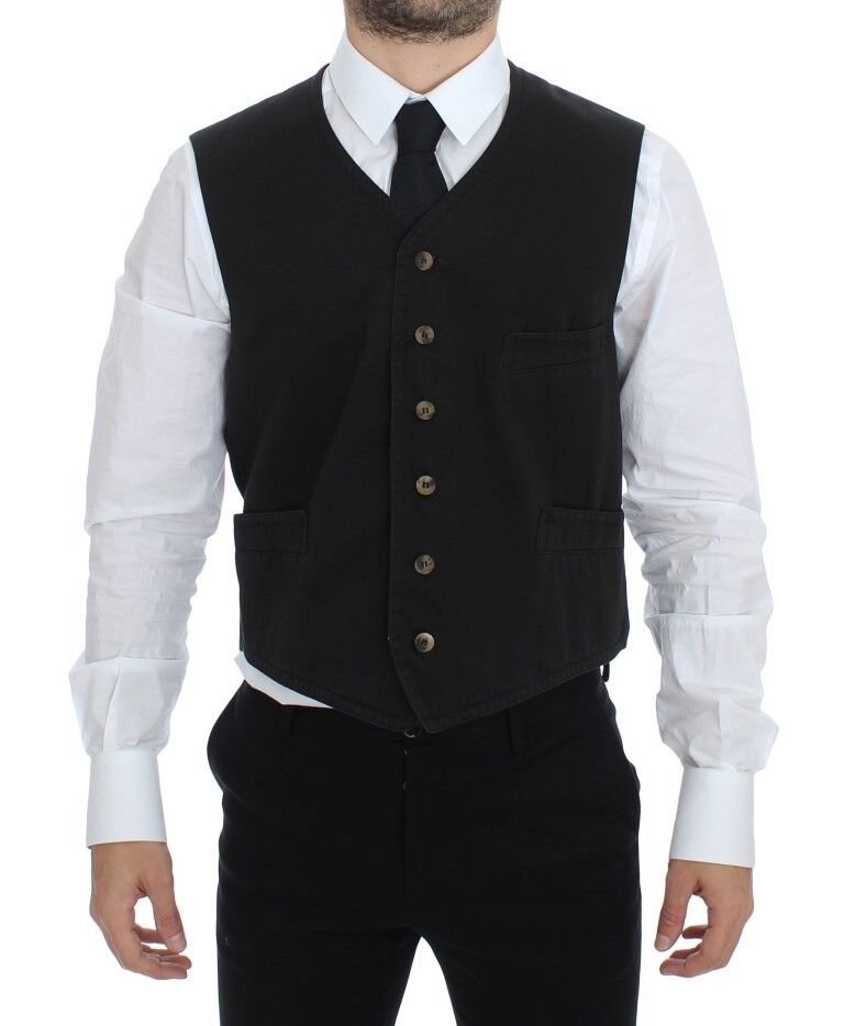 Elegante zwarte katoenen mix jurk vest