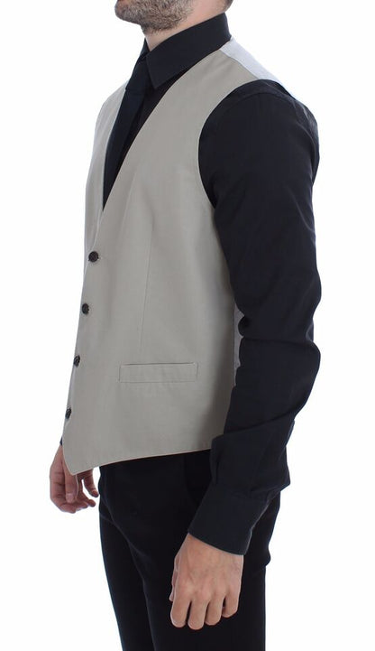 Elegante beige katoenen zijden jurk vest