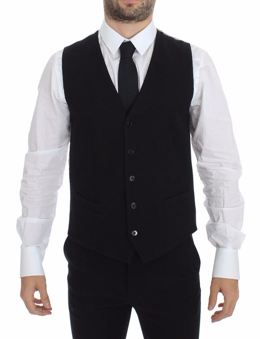 Elegante zwarte zijden jurk vest