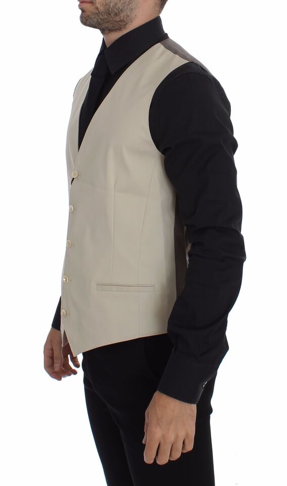 Elegante beige katoenen mix jurk vest