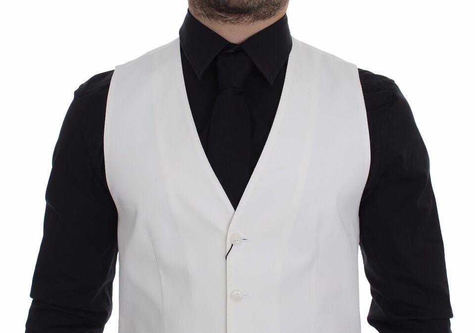 Elegante witte katoenen zijden jurk vest