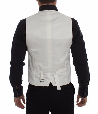 Elegante witte katoenen zijden jurk vest