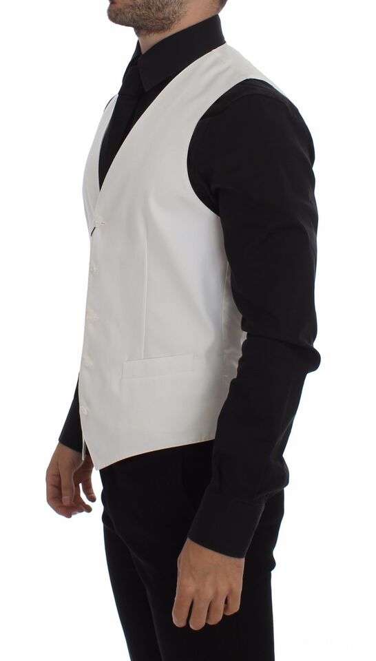 Elegante witte katoenen zijden jurk vest