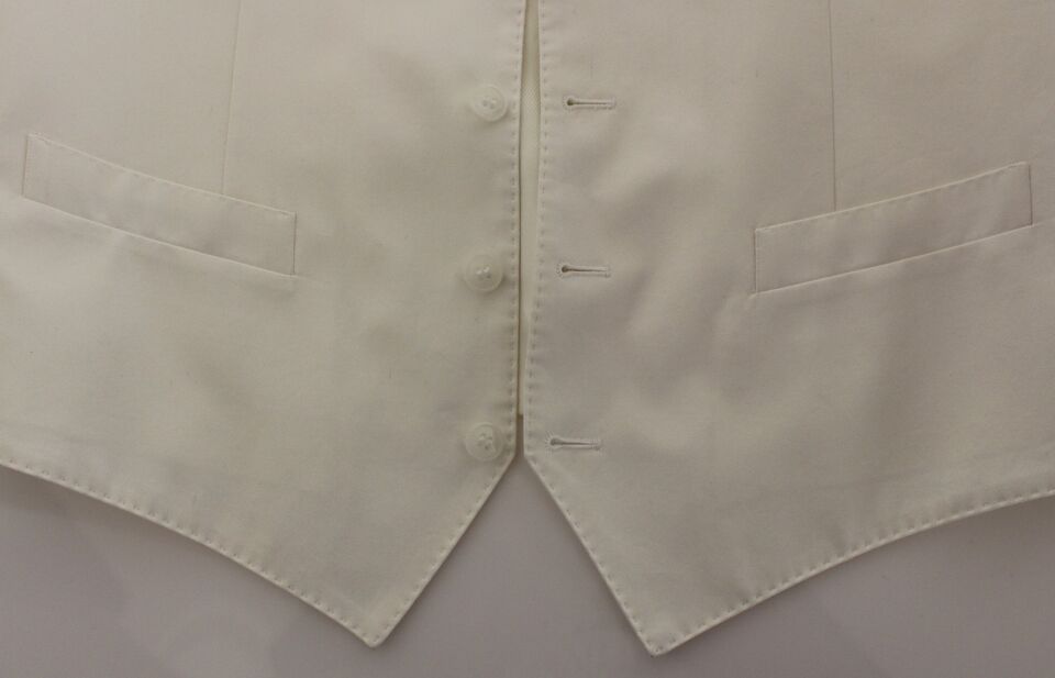 Elegante witte katoenen zijden jurk vest