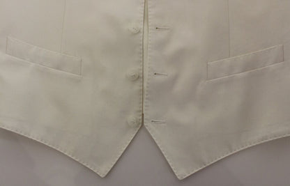 Elegante witte katoenen zijden jurk vest