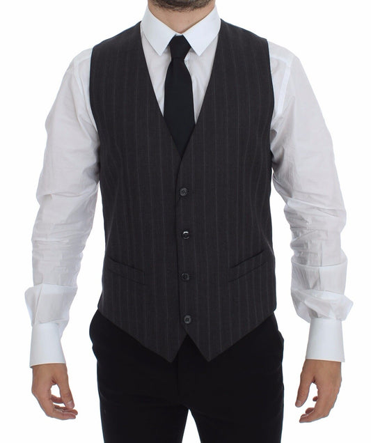 Elegante gestreepte grijze jurk vest