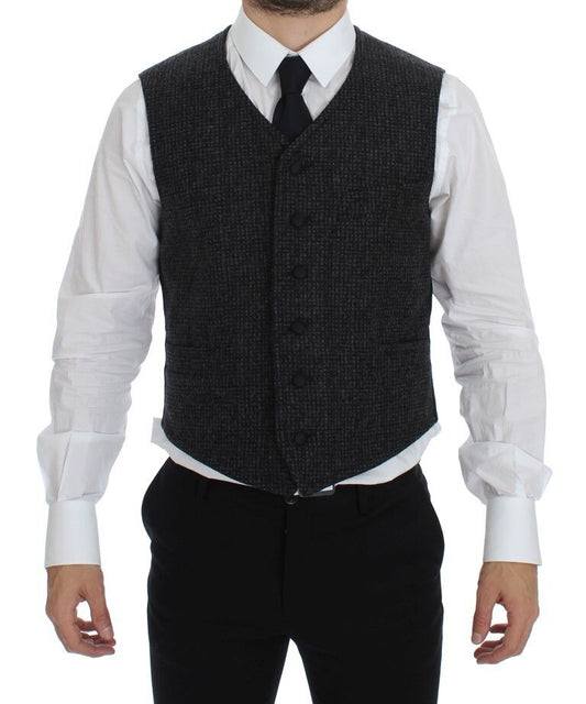 Elegante grijze wolmix jurk vest