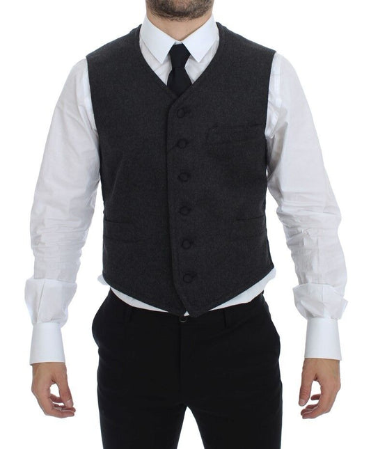 Elegante grijze wolmix jurk vest